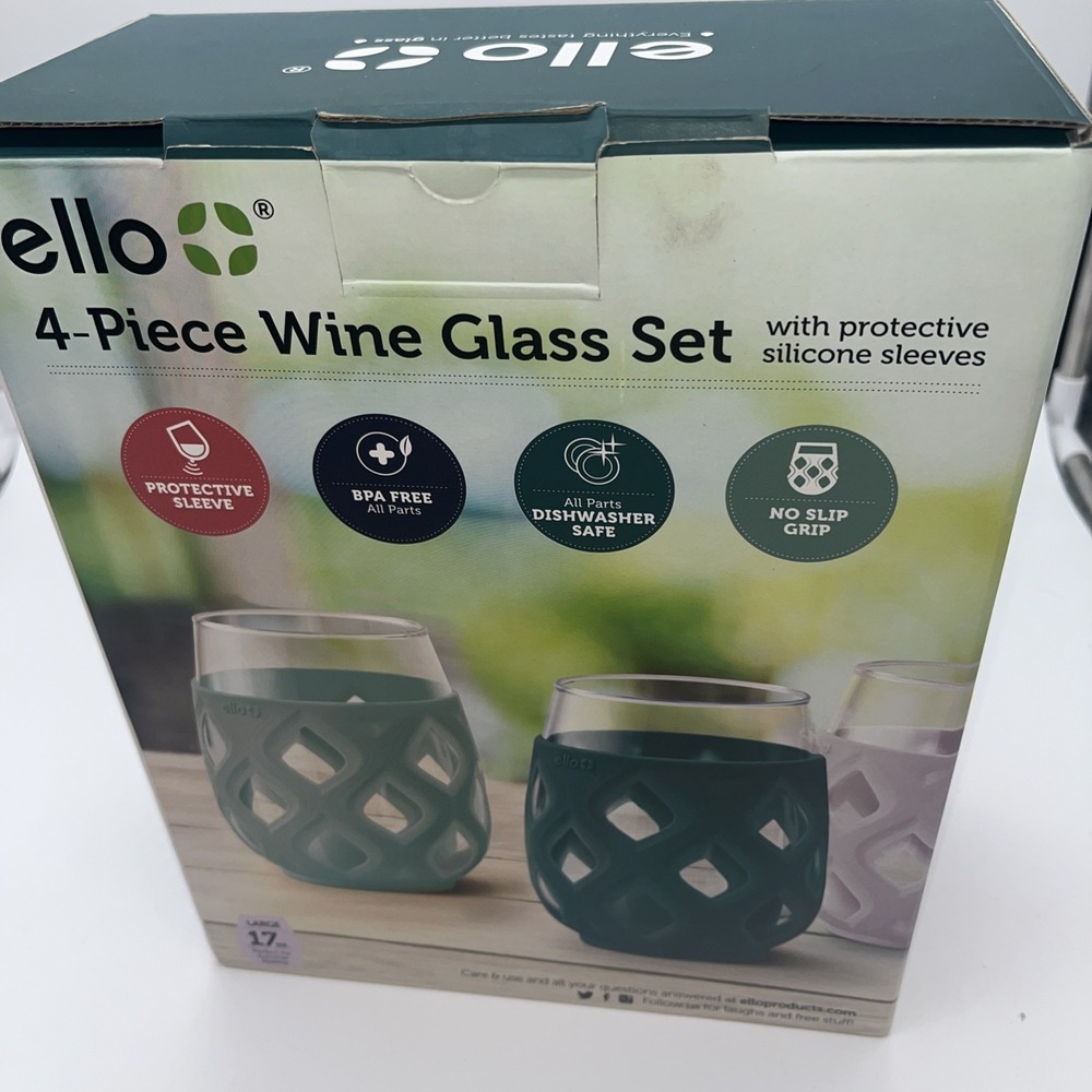 Ello Stemless Wine Glass Set 4 Glasses 17 Oz - Picture 7 of 15